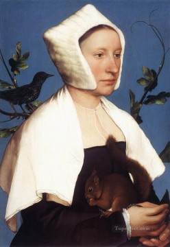 ハンス・ホルバイン一世 Painting - リスとムクドリを持つ貴婦人の肖像 ルネッサンス ハンス・ホルバイン二世